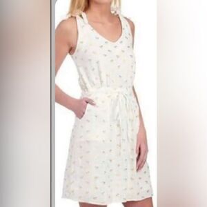 For Cynthia White Dress with Gold Palm Tree Print Sleeveless NEW Size Small